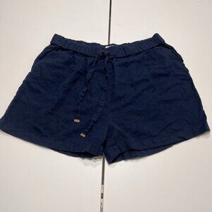 Michael Kors Shorts Size Large Navy Blue Linen Blend Drawstring